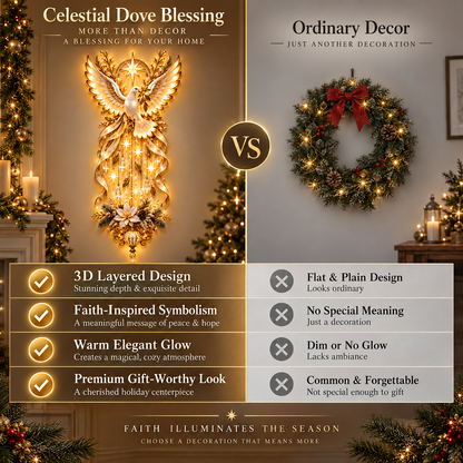 🕊️ Illuminated Dove Christmas Wall Hanging | Warm Golden Holiday Light Décor