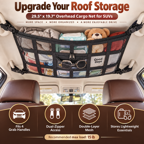 🎉Car Ceiling Cargo Net Pocket Storage Net,29.5'x19.7'