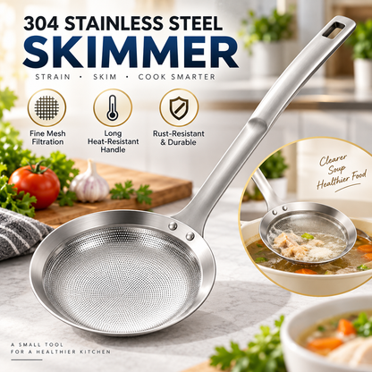 🥘✨Filter Scoop SUS304 Stainless Steel Fat Skimmer Spoon