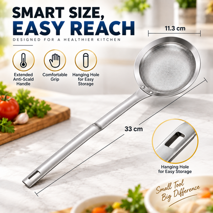 🥘✨Filter Scoop SUS304 Stainless Steel Fat Skimmer Spoon