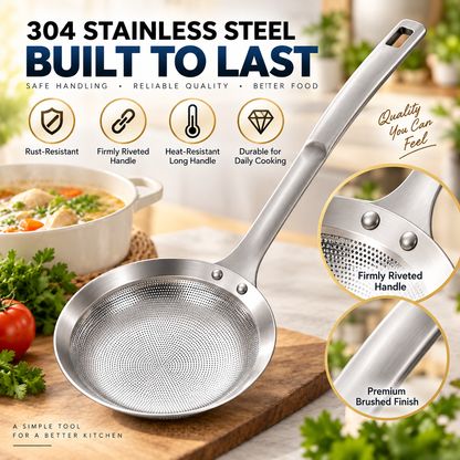 🥘✨Filter Scoop SUS304 Stainless Steel Fat Skimmer Spoon