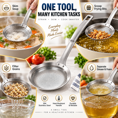🥘✨Filter Scoop SUS304 Stainless Steel Fat Skimmer Spoon