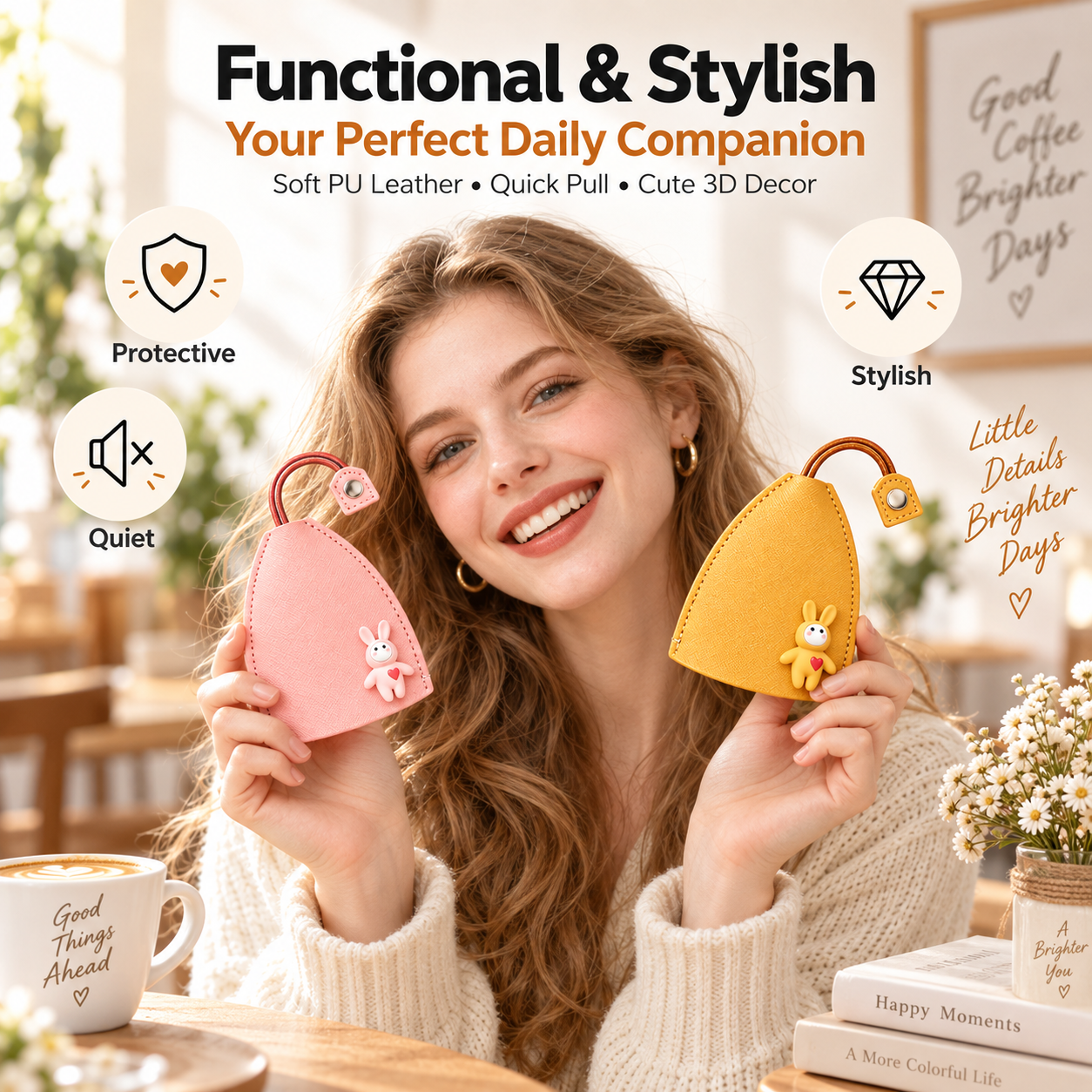 3PCS Cute Cartoon Pull-Out Key Case