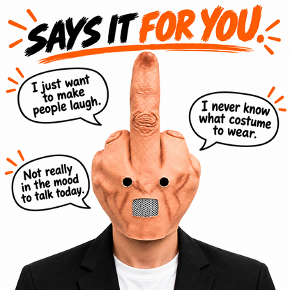 🖕 Giant Middle Finger Latex Mask – Funny Party, Prank & Halloween Costume