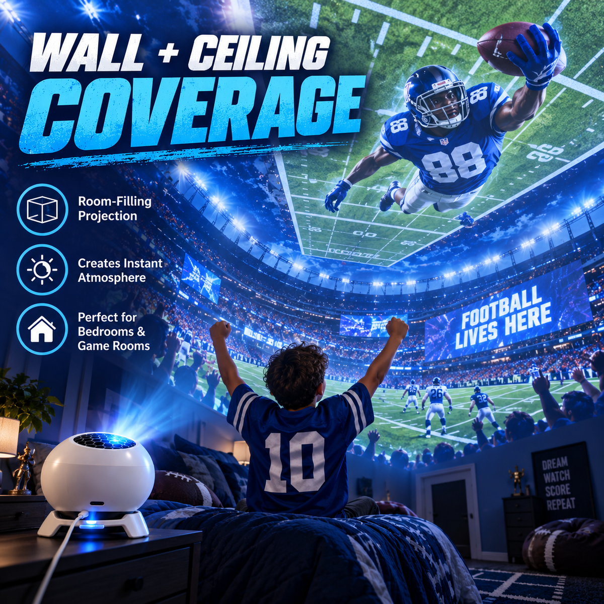 ✨ Football Game-Day Projection Light – Turn Any Room Into a Stadium-Style Zone