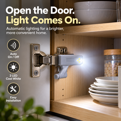 ✨ 6-Pack Hinge LED Cabinet Light – Open the Door, Light Comes On