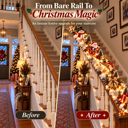 🎄 Light-Up Christmas Staircase Railing Decorations – 5 Festive Holiday Scenes
