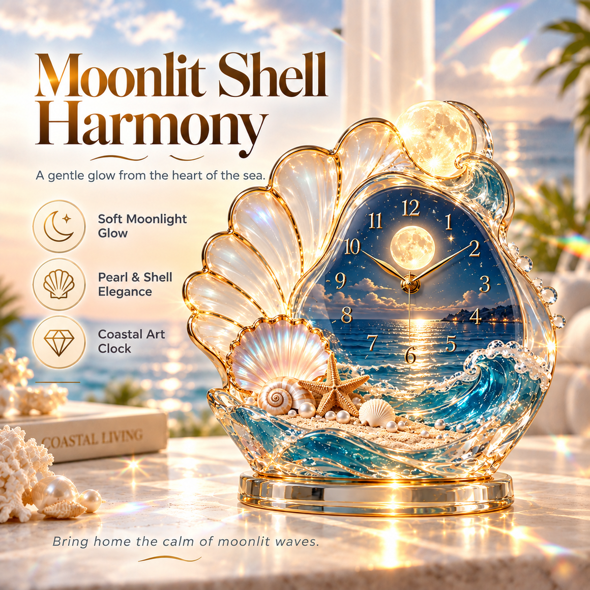 ✨ Coastal Glow Clock – Bring a Little Seaside Calm Home