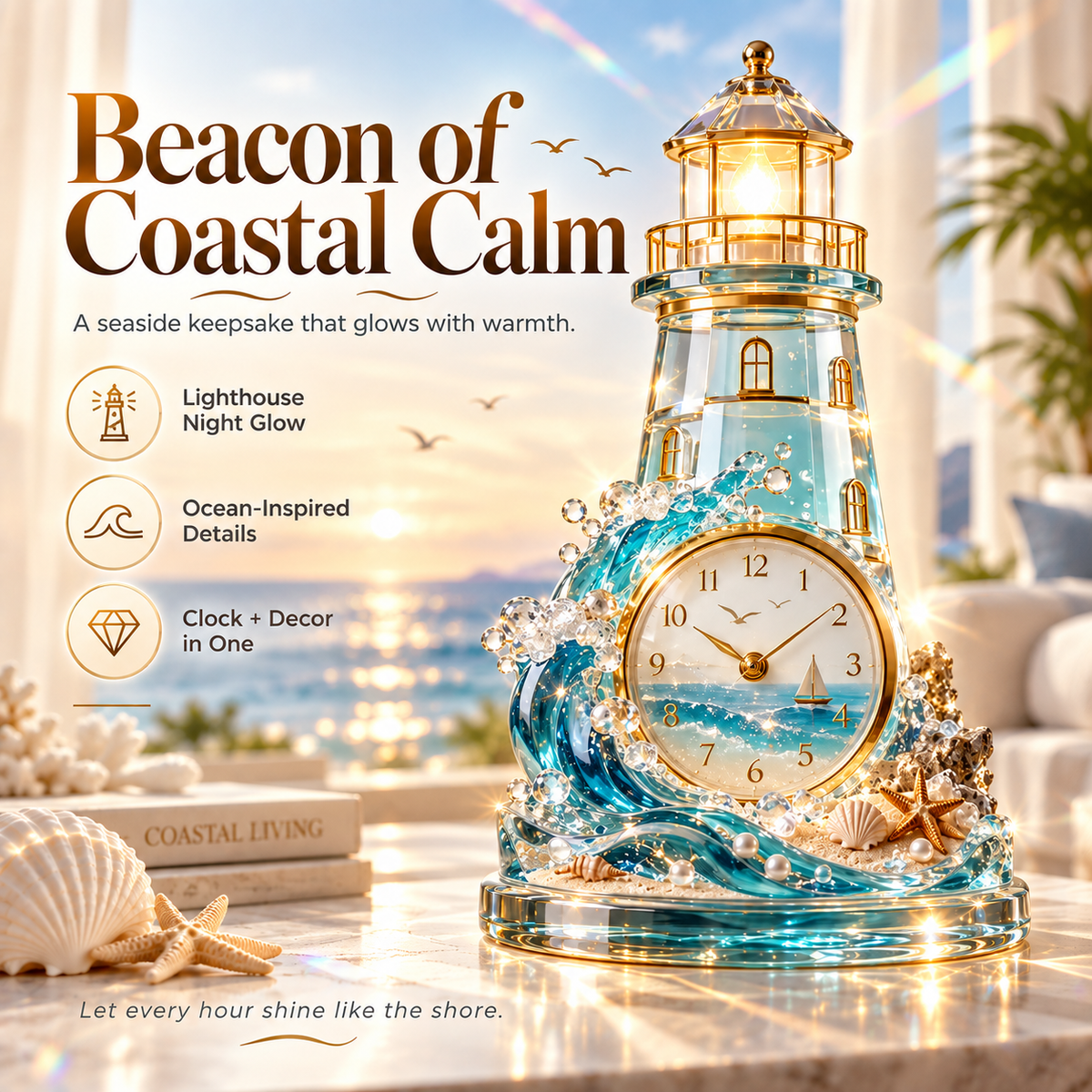 ✨ Coastal Glow Clock – Bring a Little Seaside Calm Home