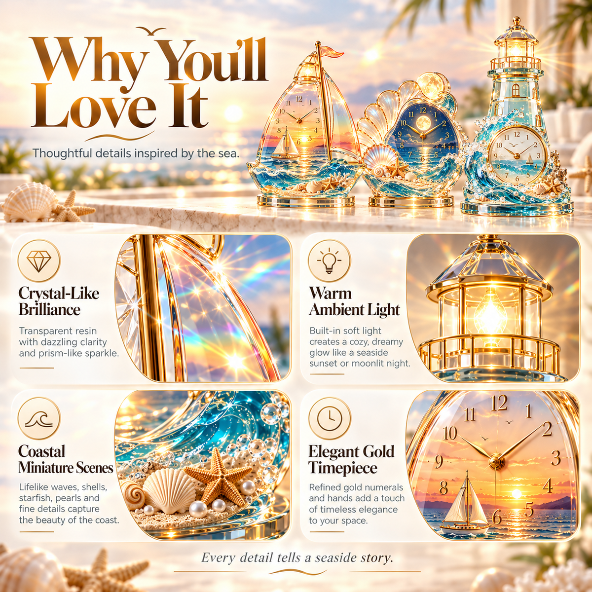 ✨ Coastal Glow Clock – Bring a Little Seaside Calm Home
