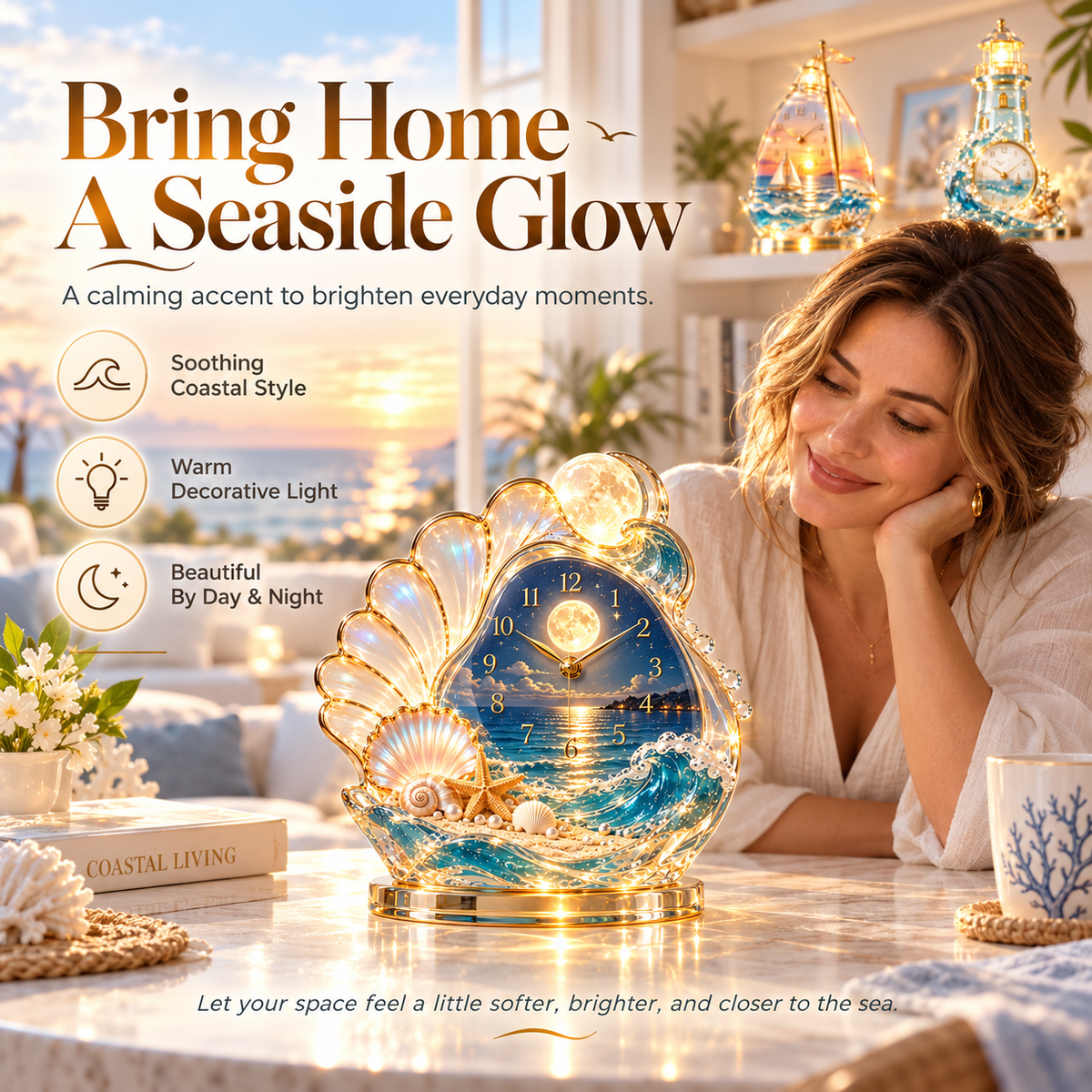 ✨ Coastal Glow Clock – Bring a Little Seaside Calm Home