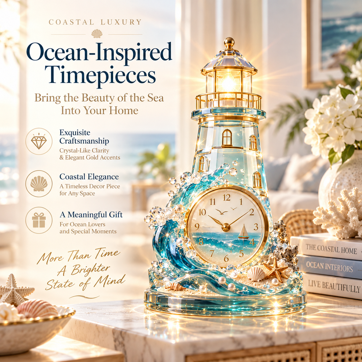 ✨ Coastal Glow Clock – Bring a Little Seaside Calm Home