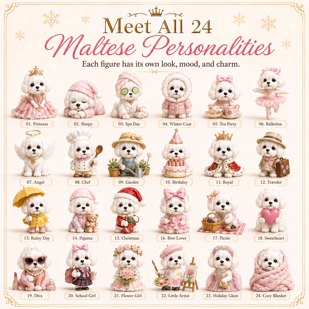 🐶 24 Days of Maltese Style Advent Calendar – 24 Unique Dog Collectibles Christmas Countdown