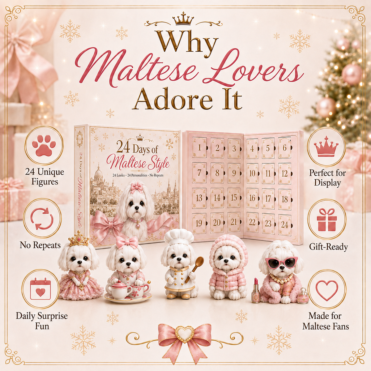 🐶 24 Days of Maltese Style Advent Calendar – 24 Unique Dog Collectibles Christmas Countdown