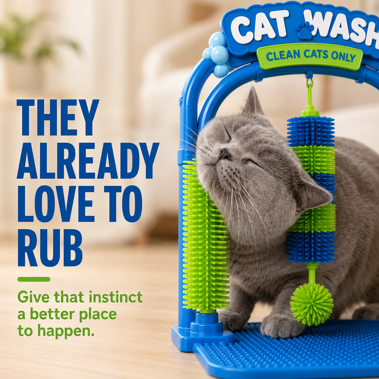 Self-Grooming Cat Brush Arch – Rub, Scratch & Catch Loose Fur