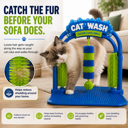 Self-Grooming Cat Brush Arch – Rub, Scratch & Catch Loose Fur