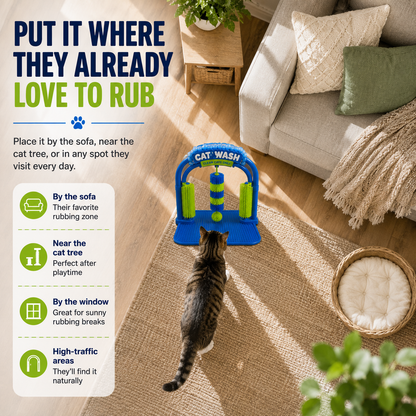 Self-Grooming Cat Brush Arch – Rub, Scratch & Catch Loose Fur