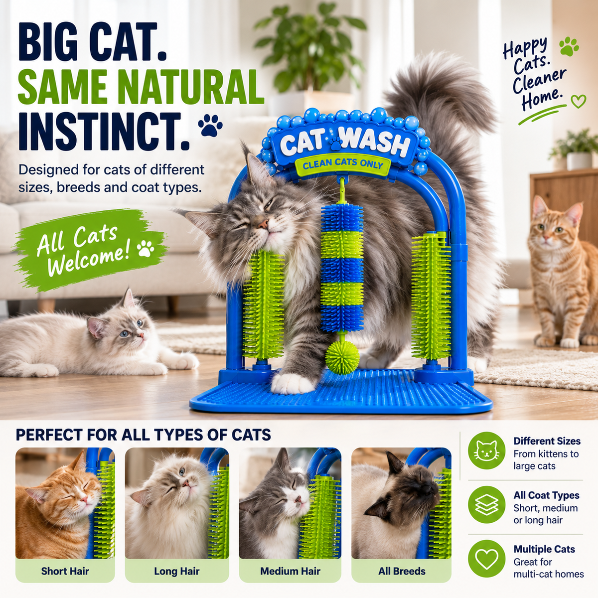 Self-Grooming Cat Brush Arch – Rub, Scratch & Catch Loose Fur