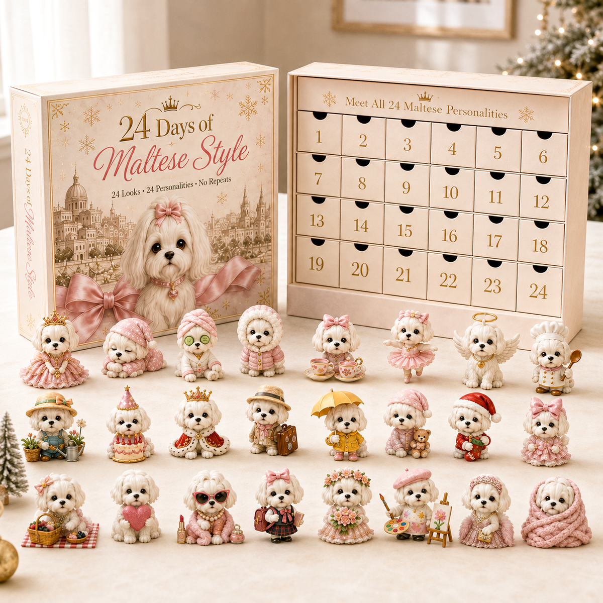 🐶 24 Days of Maltese Style Advent Calendar – 24 Unique Dog Collectibles Christmas Countdown