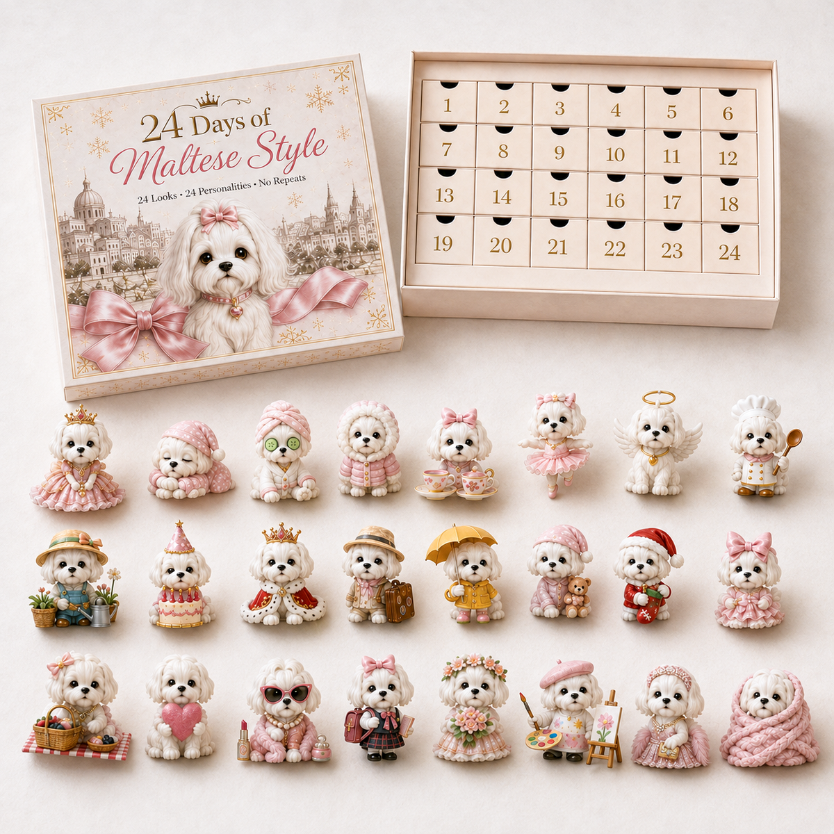🐶 24 Days of Maltese Style Advent Calendar – 24 Unique Dog Collectibles Christmas Countdown