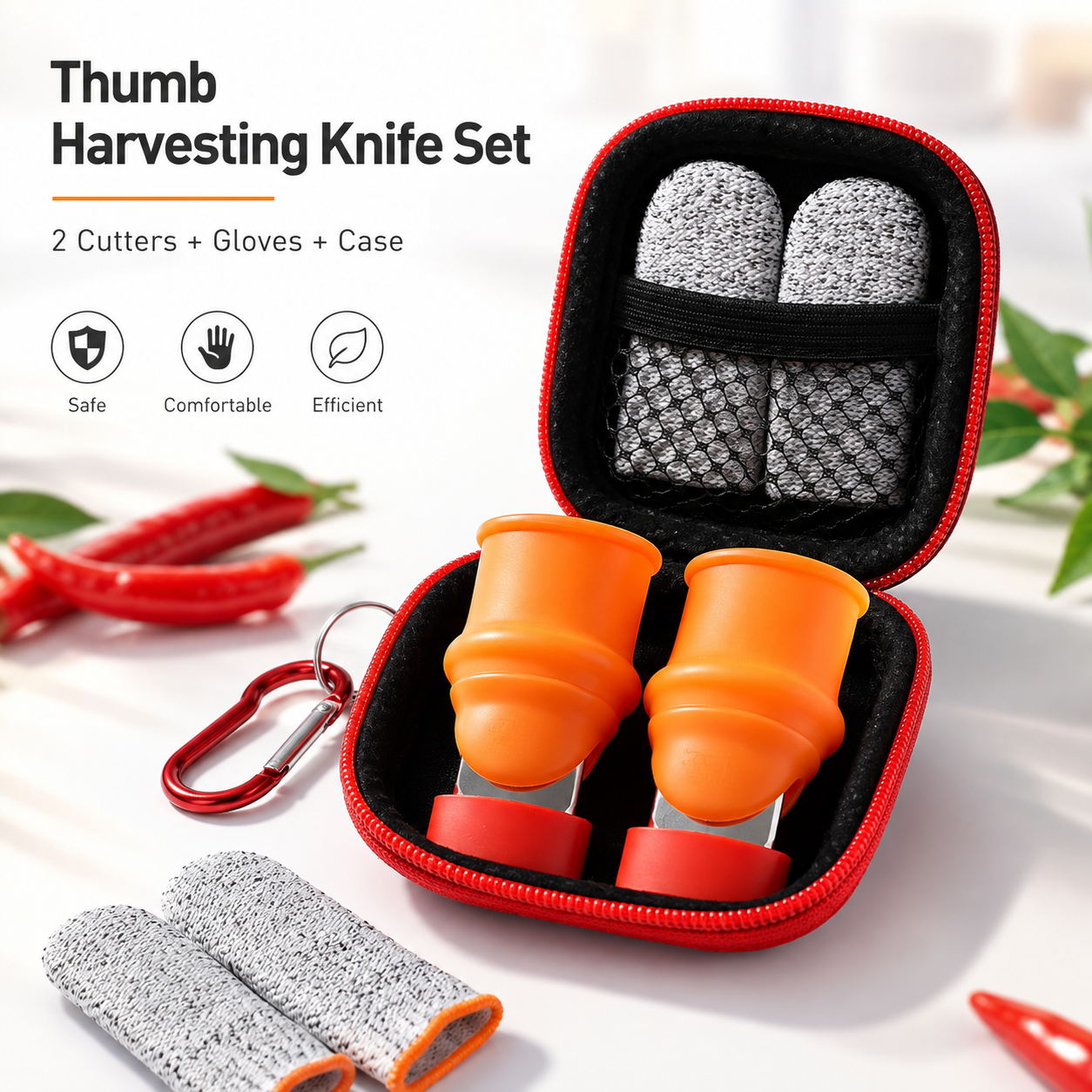 Garden Thumb Harvesting Knife Set | One-Hand Vegetable Picking Tool