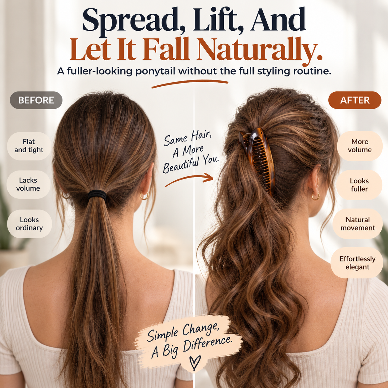 French Banana Hair Clip – Strong-Hold Double Comb for Voluminous Updos