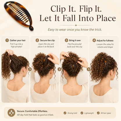 French Banana Hair Clip – Strong-Hold Double Comb for Voluminous Updos