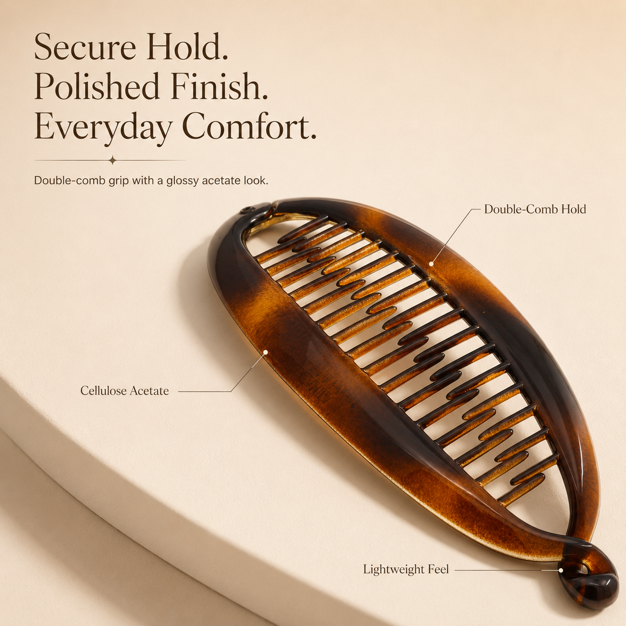 French Banana Hair Clip – Strong-Hold Double Comb for Voluminous Updos