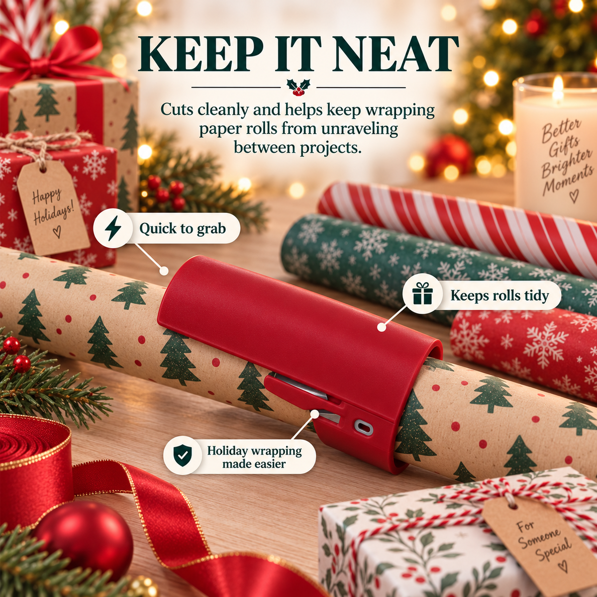 Easy Slide Gift Wrap Cutter – Wrap Faster, Cut Cleaner