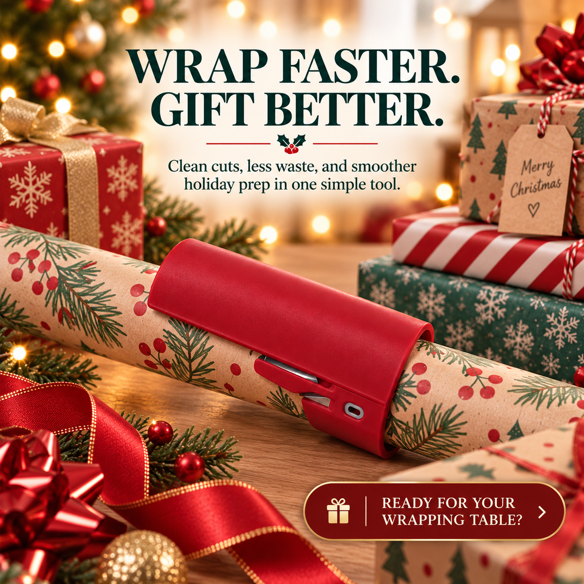 Easy Slide Gift Wrap Cutter – Wrap Faster, Cut Cleaner