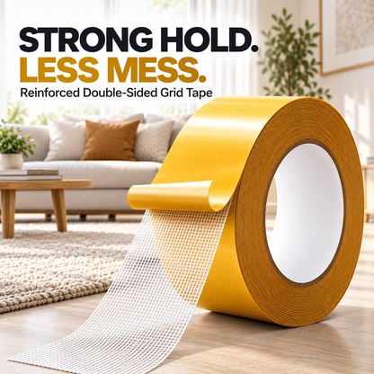 🔥 Heavy-Duty Double-Sided Grid Tape – Strong Hold , Easy Tear & Clean Removal