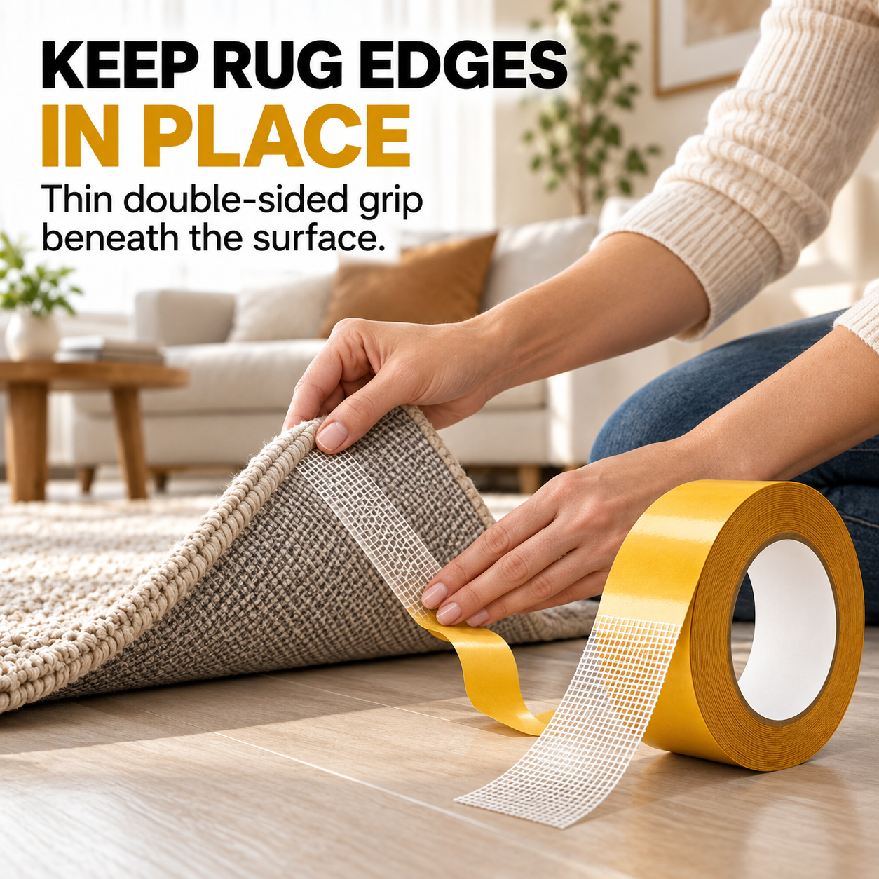 🔥 Heavy-Duty Double-Sided Grid Tape – Strong Hold , Easy Tear & Clean Removal