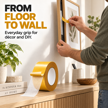 🔥 Heavy-Duty Double-Sided Grid Tape – Strong Hold , Easy Tear & Clean Removal