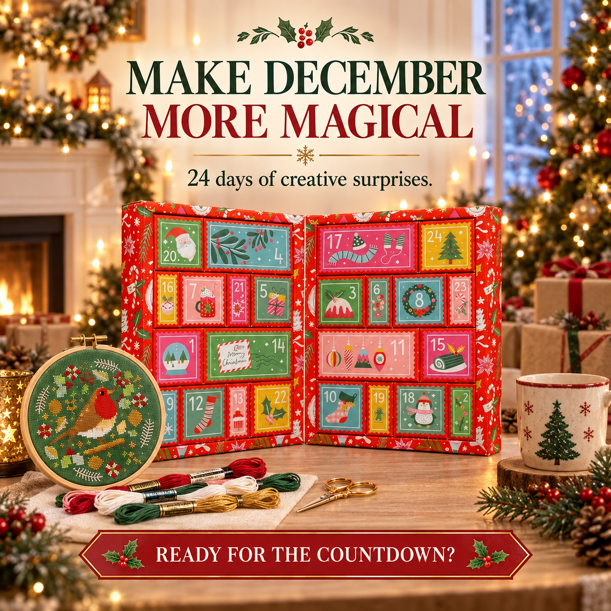 🎄🧵 2026 Cross Stitch Advent Calendar Box | 24 Days of Stitching Surprises for a Magical December 🎁 ✨