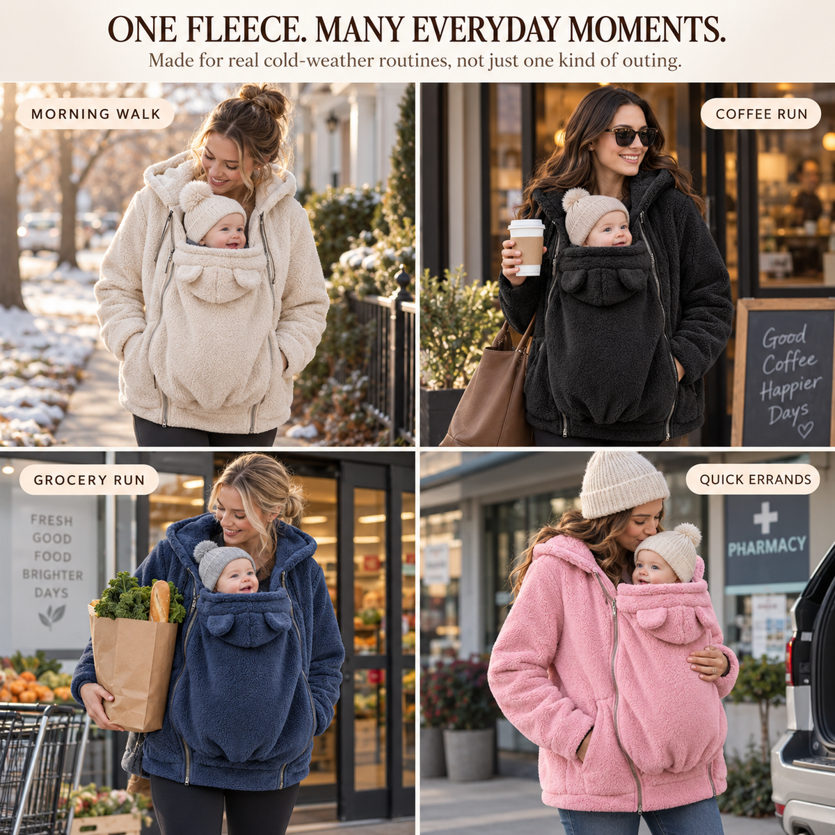 👶BabyJoey Fleece Hoodie — Babywearing-Friendly Cozy Layer for Parents