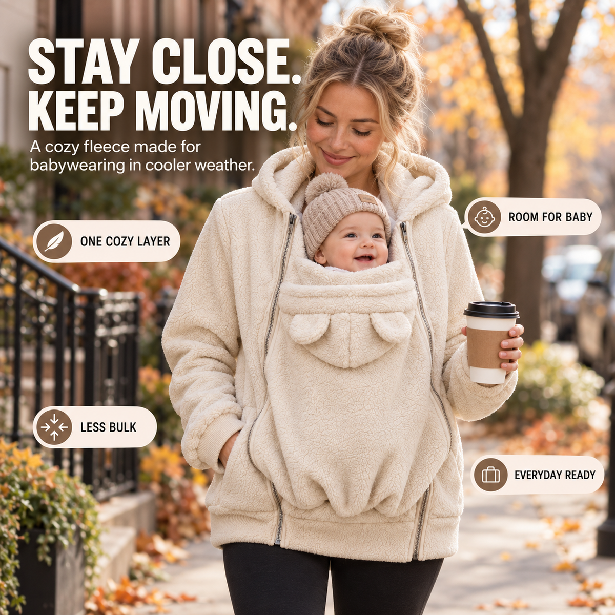 👶BabyJoey Fleece Hoodie — Babywearing-Friendly Cozy Layer for Parents