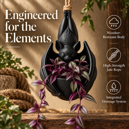 Gothic Bat Hanging Flower Pot — Unique Halloween Plant Decor