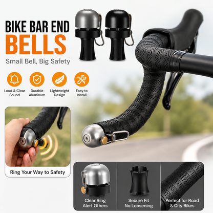 Bike Bell Bar End Bell 100dB Copper for 0.87inch Left/Right | Loud Ring, Rustproof Copper Alloy, PP Plug + Hex Key