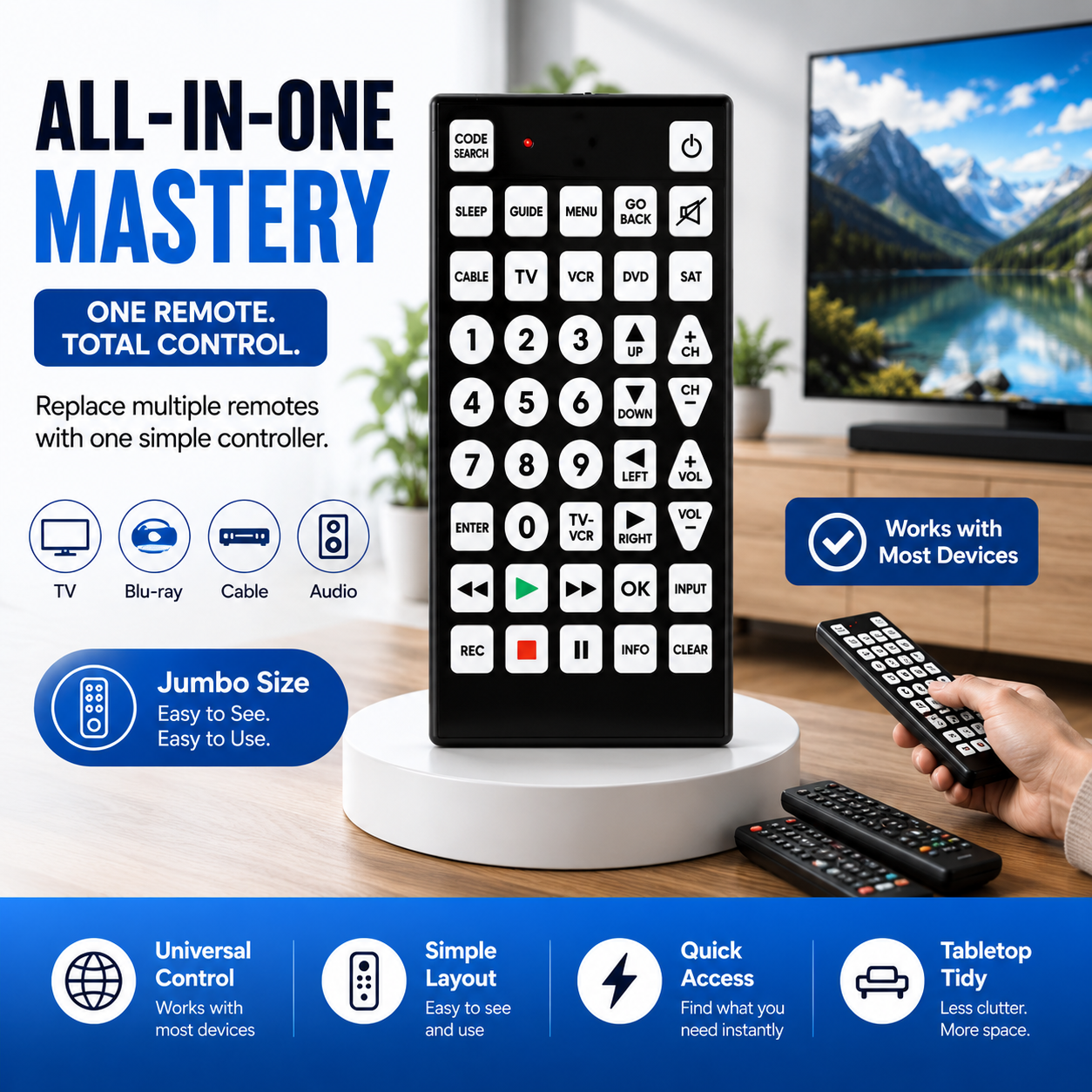 🎮Big Button Universal Remote | Big Buttons, Glow-in-the-Dark