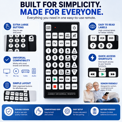 🎮Big Button Universal Remote | Big Buttons, Glow-in-the-Dark