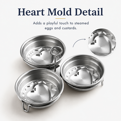 🍳 3-Cup Stainless Steel Egg Poacher – Egg Steamer Set