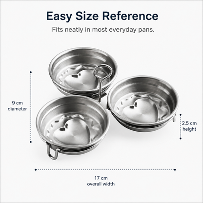 🍳 3-Cup Stainless Steel Egg Poacher – Egg Steamer Set