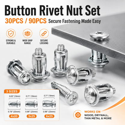 🔩30/90PCS Rivet Nut Fastener Set — Strong Hold, Easy Install