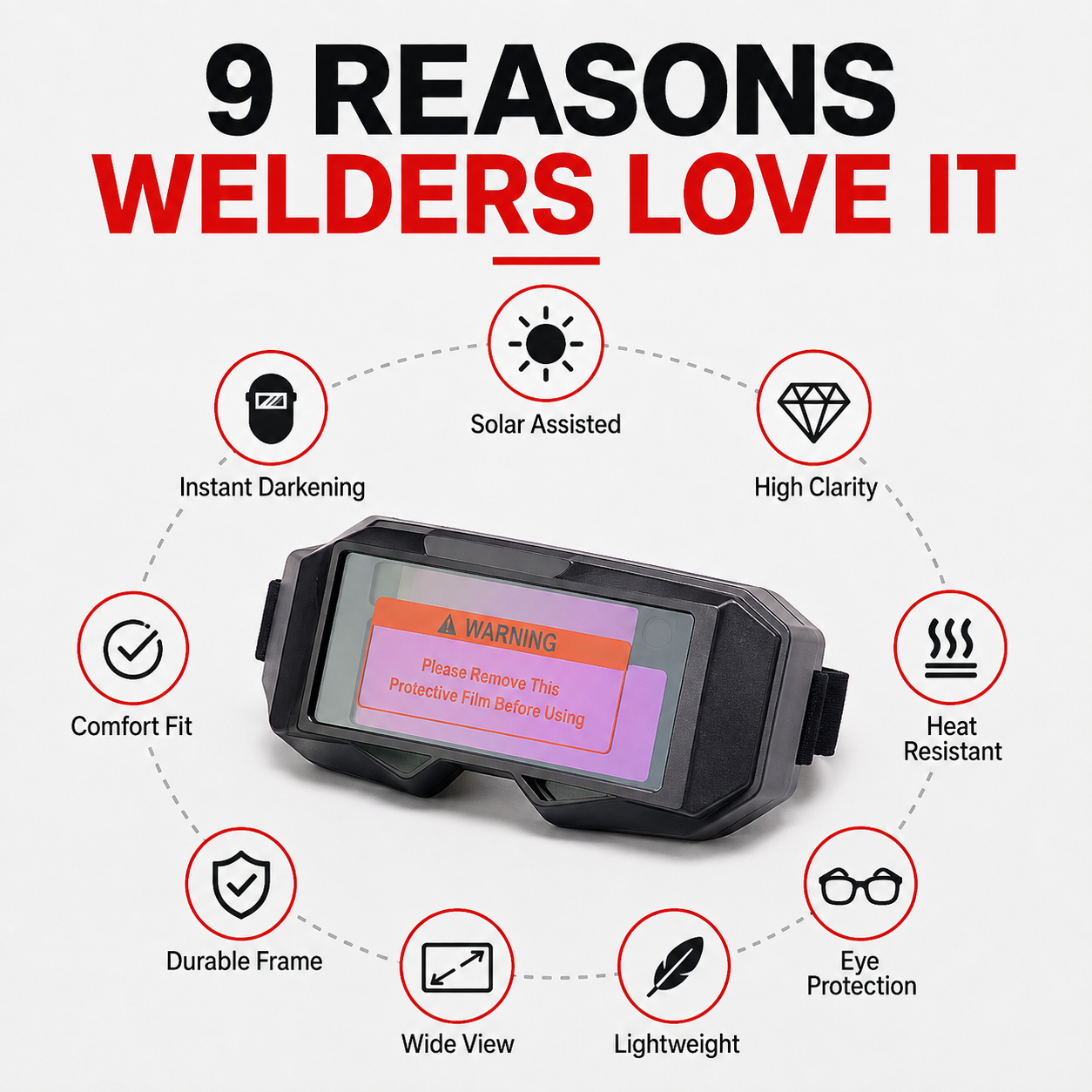 🔥 Auto Darkening Welding Glasses ✨ Smart Eye Protection With True Color Vision & Instant Lens Response