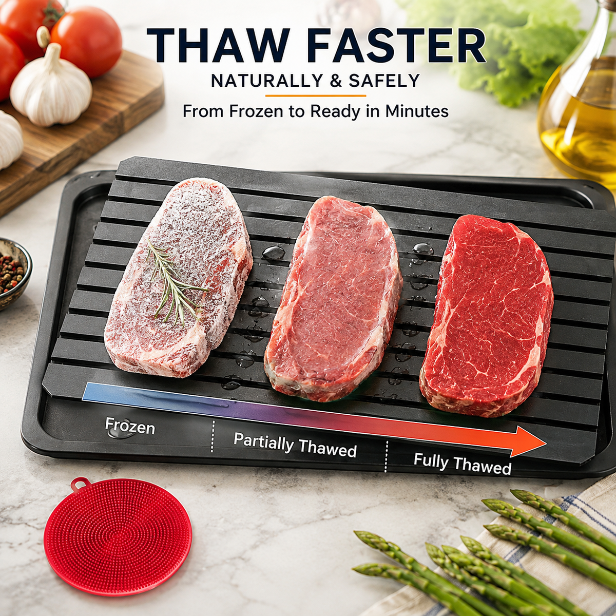 🥩 Rapid Defrosting Tray | No-Plug, Easy-Clean Kitchen Helper