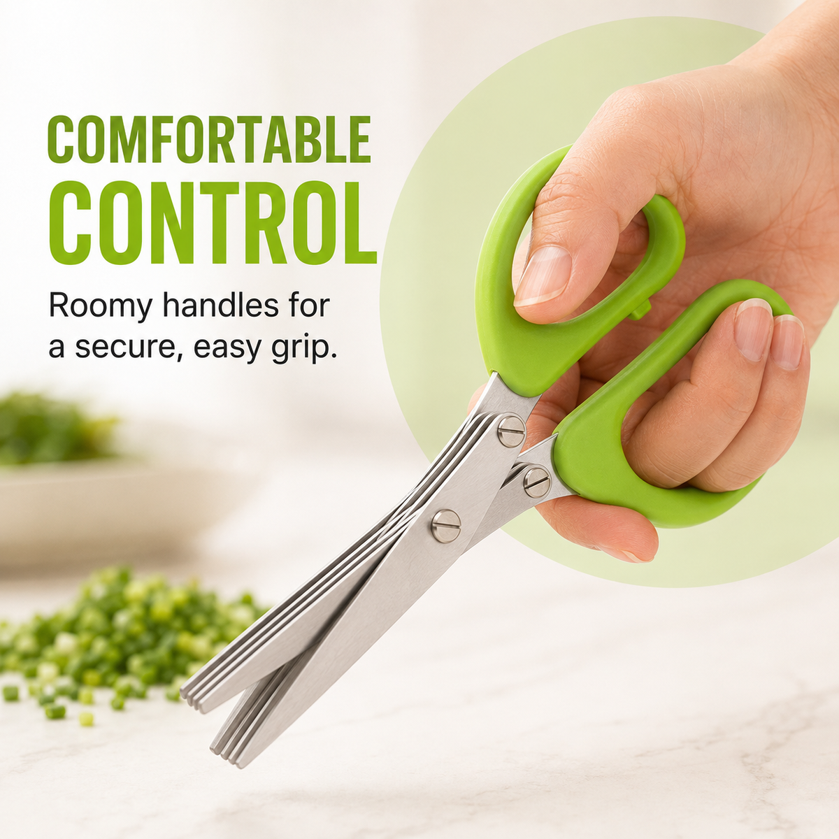 ✀Stainless Steel 5 Blades Scallion Cutter Scissors