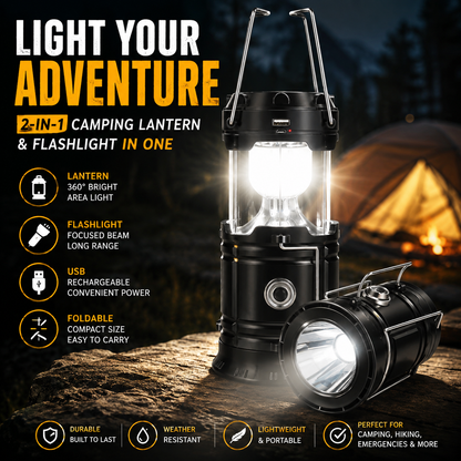 💡2-in-1 Camping Lantern & Flashlight