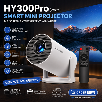 Magcubic Projector HY300 Pro 8K Android 14 Dual Wifi6 290ANSI Allwinner H726 BT5.4 1080P 1280*720P Home Cinema Outdoor Projetor