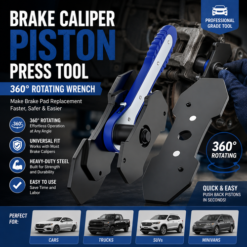 🚗Brake Caliper Piston Press Tool – 360° Rotating Wrench