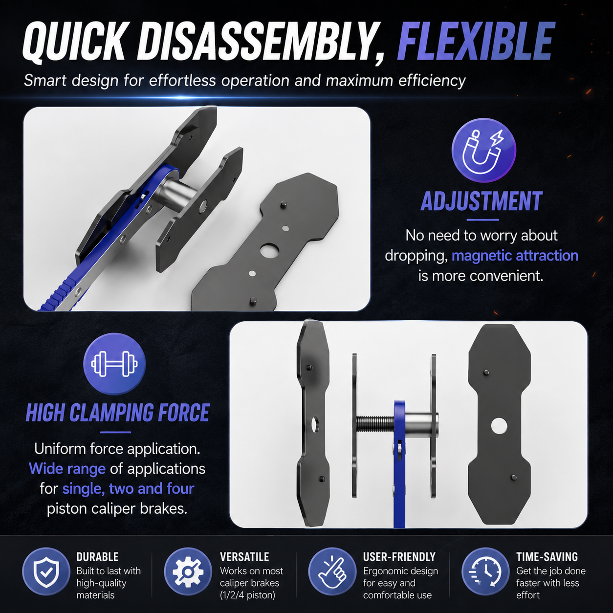🚗Brake Caliper Piston Press Tool – 360° Rotating Wrench